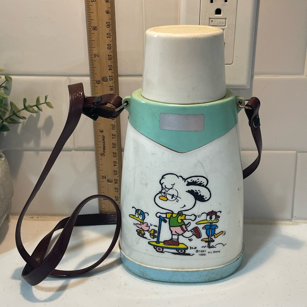 Vintage Cartoon Thermos with Strap 1989